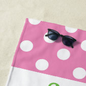 水玉模様カップケーキパーソナライズされたビーチタオル ビーチタオル (インサイチュ)