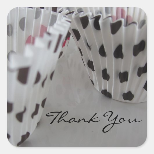 水玉模様カップケーキライナー スクエアシール (正面)