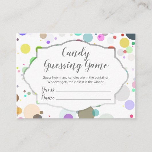 水玉模様カラフルはキャンディーの数を推測トレンディー エンクロージャーカード (正面)