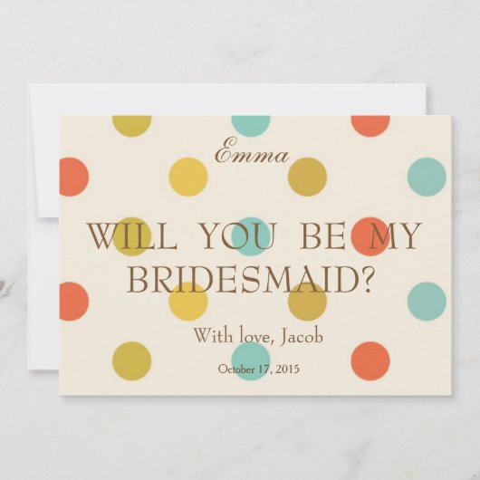 水玉模様カラフルは私の花嫁になる 招待状 (正面)