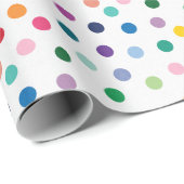水玉模様カラフルアートパターンOn鮮明な白 ラッピングペーパー (ロールコーナー)