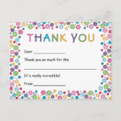 水玉模様カラフルキッズサンキュー ポストカード (正面)