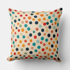 水玉模様カラフルシームレスパターンのベージュ クッション