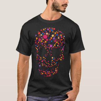 水玉模様カラフルスカルハロウィーンメンズボーイズ Tシャツ