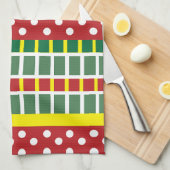 水玉模様カラフルストライプ水玉模様 キッチンタオル (四つ折り)