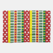 水玉模様カラフルストライプ水玉模様 キッチンタオル (横)