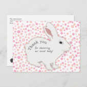 水玉模様カラフルバニー赤ちゃんシャワーありがとう ポストカード (正面/裏面)