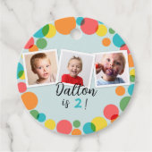 水玉模様カラフルボーイズ写真誕生日 フェイバータグ (正面)