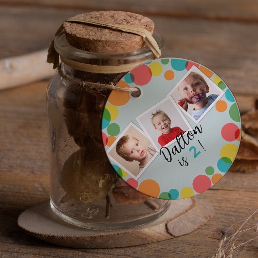 水玉模様カラフルボーイズ写真誕生日 フェイバータグ