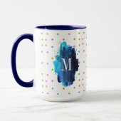 水玉模様カラフルモノグラム マグカップ (左)