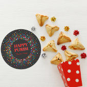 水玉模様カラフルユダヤ教ホリデーハッピープリム ラウンドシール