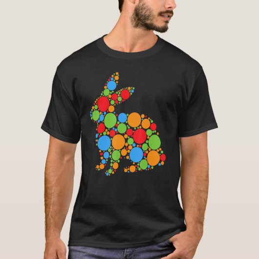 水玉模様カラフルラビットド国際的ットデイ Tシャツ (正面)