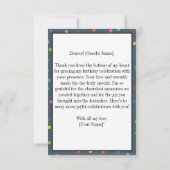 水玉模様カラフル誕生日ありがとう写真 サンキューカード (裏面)