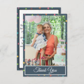 水玉模様カラフル誕生日ありがとう写真 サンキューカード (正面/裏面)