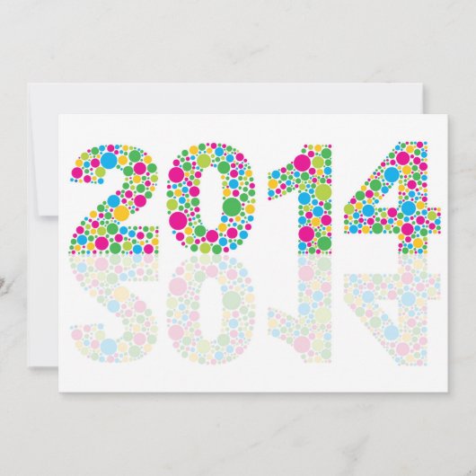 水玉模様カラフル2014年新年招待状 招待状 (正面)