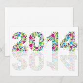 水玉模様カラフル2014年新年招待状 招待状 (正面/裏面)