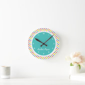 水玉模様キカラフルッズベッドルーム ラウンド壁時計 (ホーム)