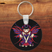 「水玉模様キノコ妖精」キーチェーン キーホルダー (正面)