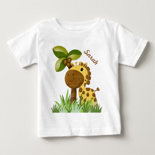 水玉模様キリン ベビーTシャツ (正面)