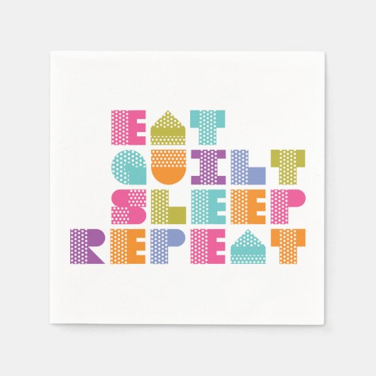 水玉模様キルトブロック文字引用文 スタンダードカクテルナプキン (正面)