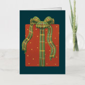 水玉模様ギフトボックス格子縞リボン 箔シーズンカード (正面)