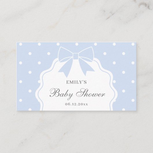 水玉模様クラシックがベビー用のベビシャワーブックにボウ エンクロージャーカード (裏面)