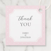 水玉模様クラシックベビーピンクボウガールベビーシャワー フェイバータグ (裏面)