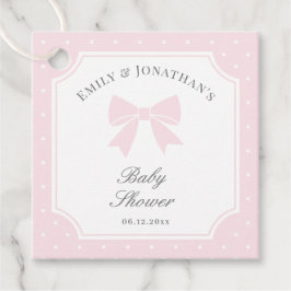 水玉模様クラシックベビーピンクボウガールベビーシャワー フェイバータグ