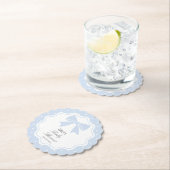 水玉模様クラシックベビーブルーボウボーイベビーシャワー ペーパーコースター (インサイチュ)