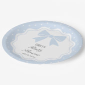 水玉模様クラシックベビーブルーボウボーイベビーシャワー ペーパープレート (アングル)