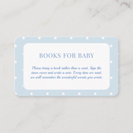 水玉模様クラシックベビー用ベビーシャワー本 エンクロージャーカード (正面)