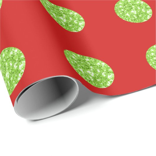 水玉模様グリッターミントスパークレッドブライト ラッピングペーパー (ロールコーナー)