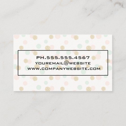 水玉模様グリッター |黒縁ど 名刺 (裏面)