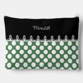 水玉模様グリーンとブラック(名前をカスタムする付) アクセサリーポーチ (裏面)