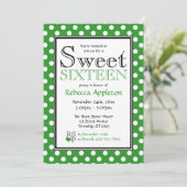 水玉模様グリーンとホワイトSweet sixteen招待状 招待状 (スタンド正面)