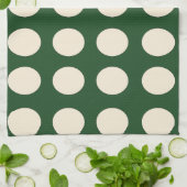 水玉模様グリーンアイボリーカラー水玉模様 キッチンタオル (折り畳み)