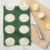 水玉模様グリーンアイボリーカラー水玉模様 キッチンタオル (四つ折り)