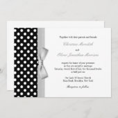 水玉模様グレイ弓結婚式招待状 招待状 (正面/裏面)