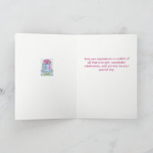 水玉模様ケーキブライトハッピーバースデーカード カード (内部)