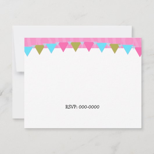 水玉模様ケーキ及びプレゼント誕生日招待状 招待状 (裏面)