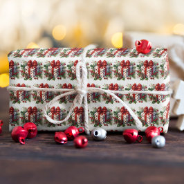 水玉模様コケかわいらしットボウクリスマス ラッピングペーパー