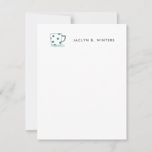 水玉模様コーヒーカップ水彩 ノートカード (正面)