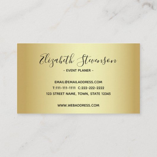 水玉模様ゴールデンブラックスタイリッシュグモダンラムファンシー 名刺 (裏面)