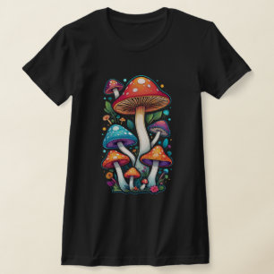 水玉模様サイケデリックキノコ Tシャツ
