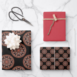 水玉模様サファリサンセットボヘミアンスター秋曼荼羅 ラッピングペーパーシート