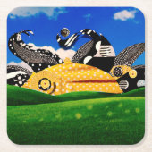 水玉模様サン！ スクエアペーパーコースター (正面)