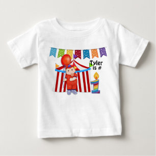 水玉模様サーカスファースト誕生日 ベビーTシャツ