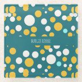 水玉模様サークルパステルパターン ガラスコースター (正面)