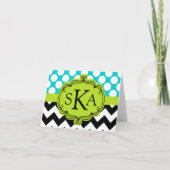 水玉模様シェブロンモノグラムカード ノートカード (正面)