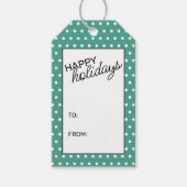 水玉模様シックシンプルホワイトティール（緑がかった色）ブルーグリーン ギフトタグ (正面)